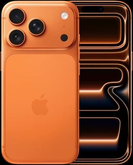 Current iPhone 17 Pro in Cosmic Orange, front and back — shown for size reference against expected iPhone 18 Pro dimensions; not an iPhone 18 Pro image