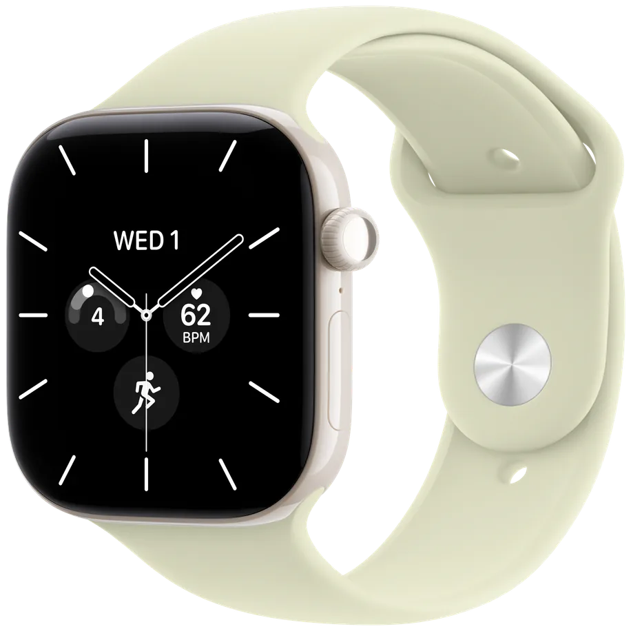 Apple Watch Ceramic Series 12 46mm in Pearl White, Front view