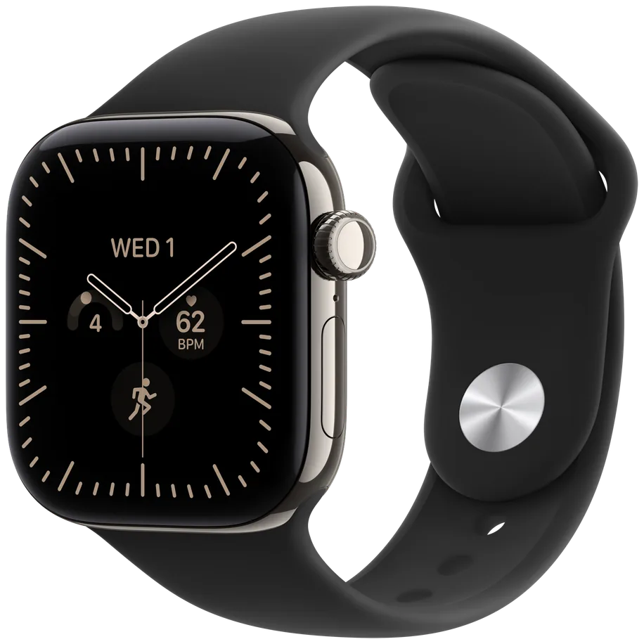 Apple Watch Titanium Series 12 42mm in Natural Titanium, Front view