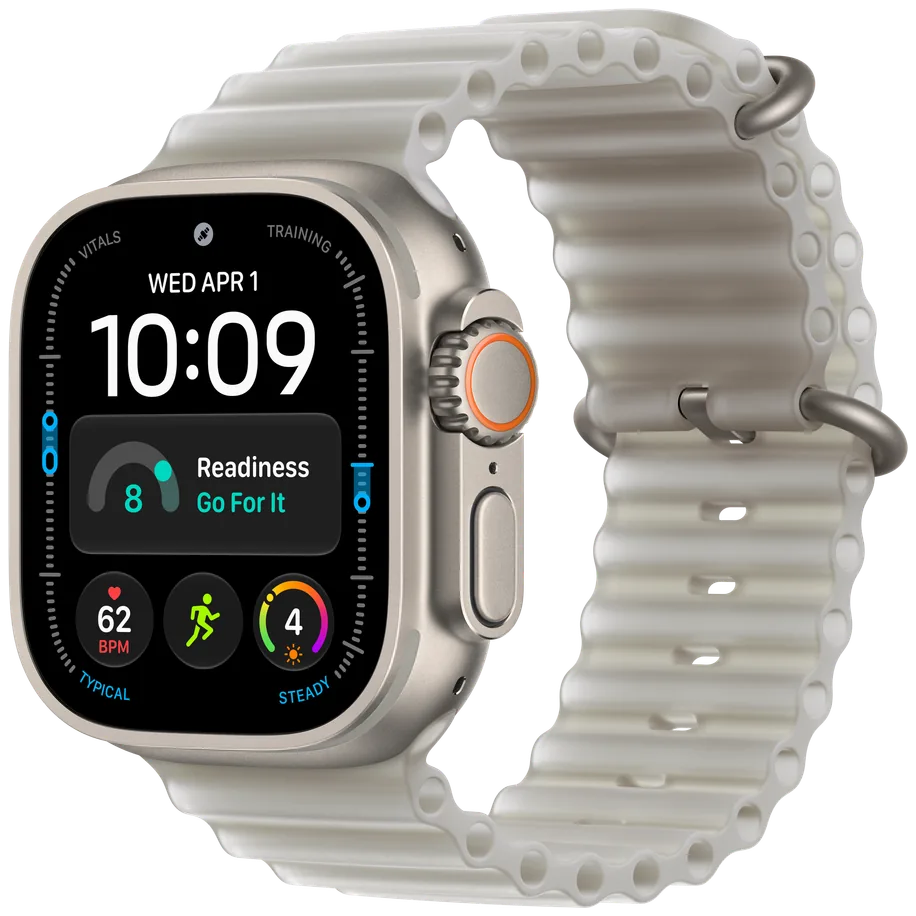 Apple Watch Ultra 4 in Natural Titanium, Front view