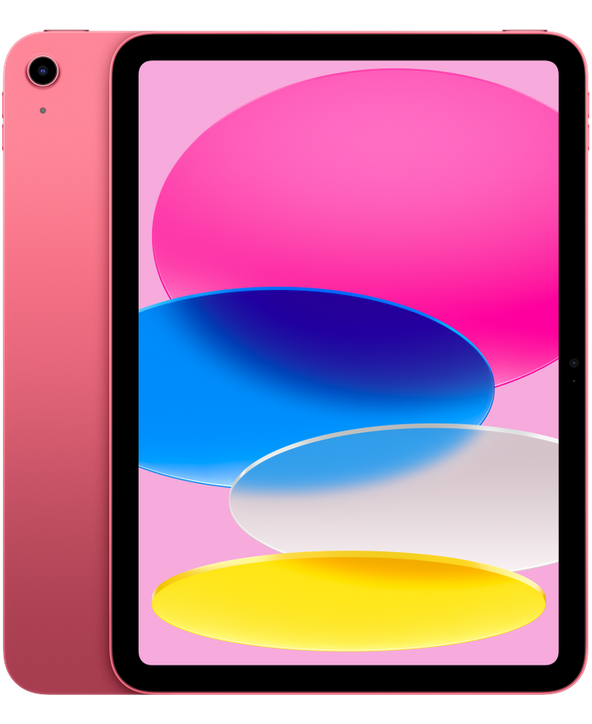 iPad A16 in Pink, front and back view