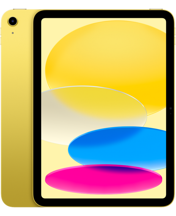 iPad A16 in Yellow, front and back view