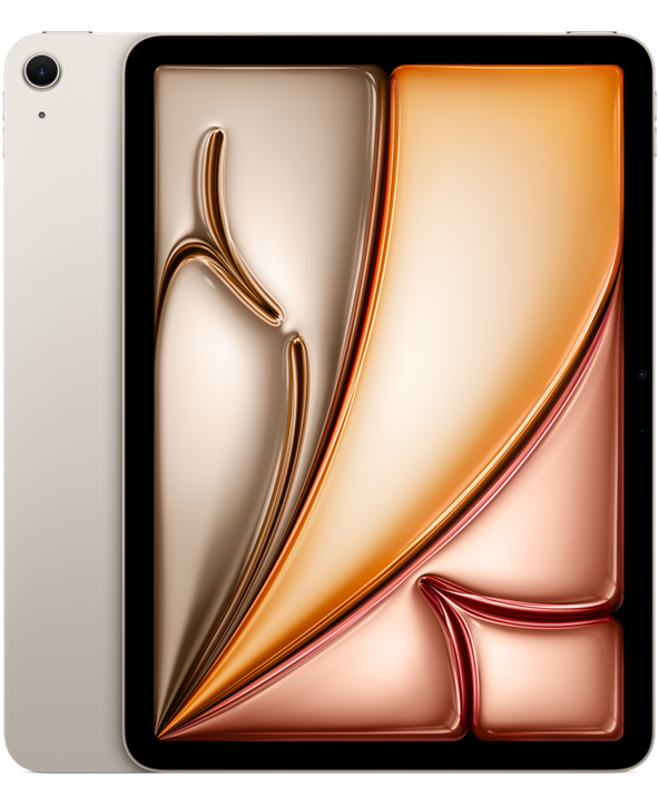 iPad Air 11 M3 in Starlight, front and back view