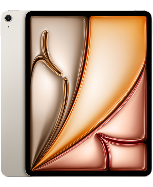 iPad Air 13 M2 in Starlight, front and back view