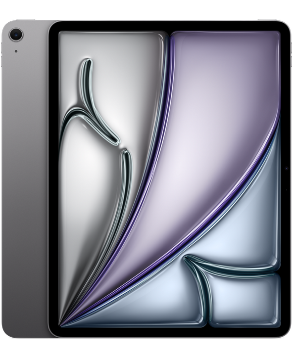 iPad Air 13 M4 in Space Gray, front and back view