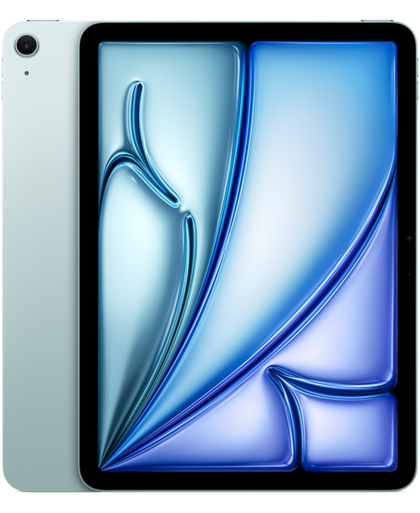 iPad Air 11 M2 in Blue, Front + Back view