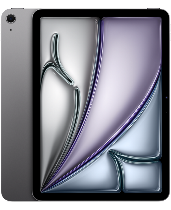 iPad Air 11 M2 in Space Gray, front and back view