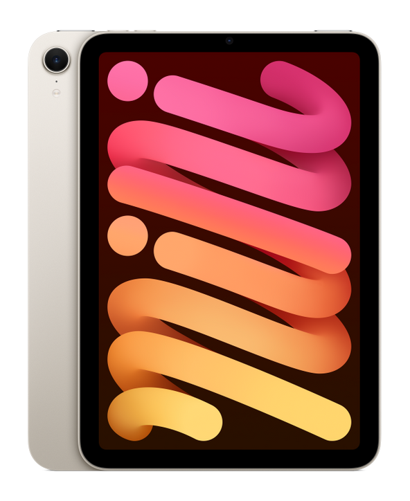 iPad mini A17 Pro in Starlight, front and back view