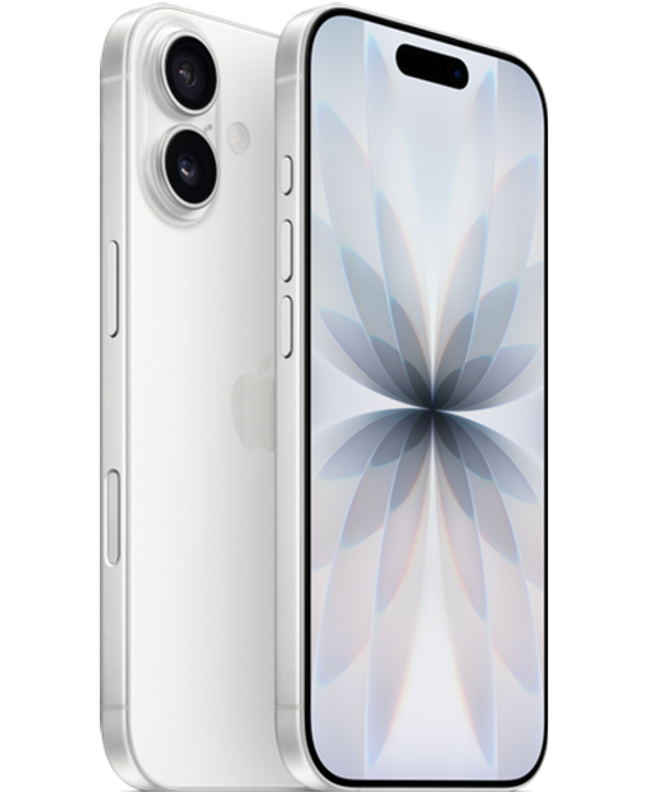 iPhone 17 in White, front and back view