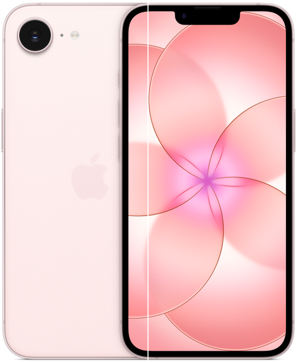 iPhone 17e in Soft Pink, Front + Back view