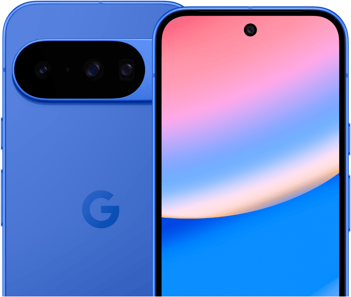 Pixel 10 in Indigo, Front + Back view