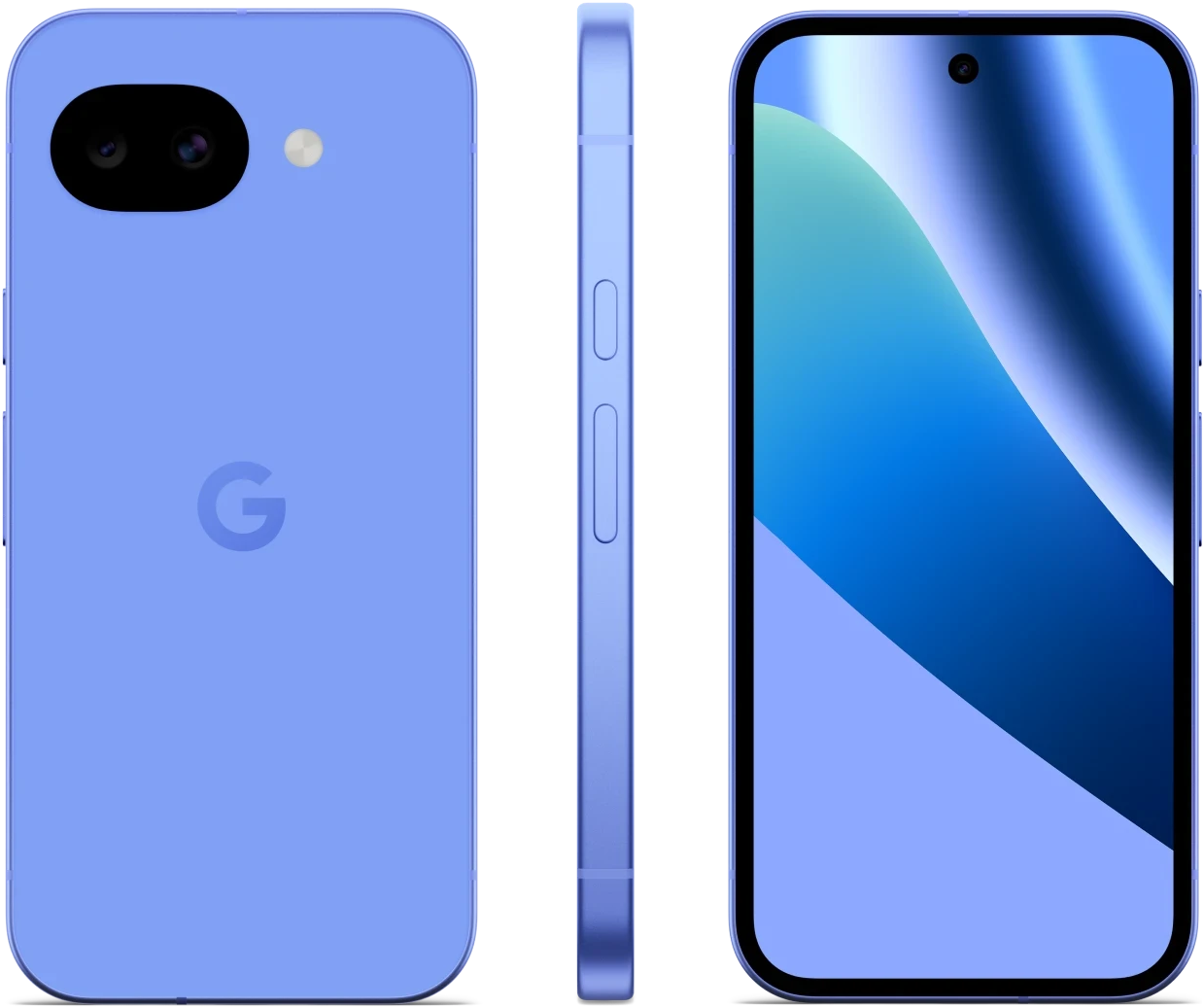 Pixel 10a in Iris, Front + Back view