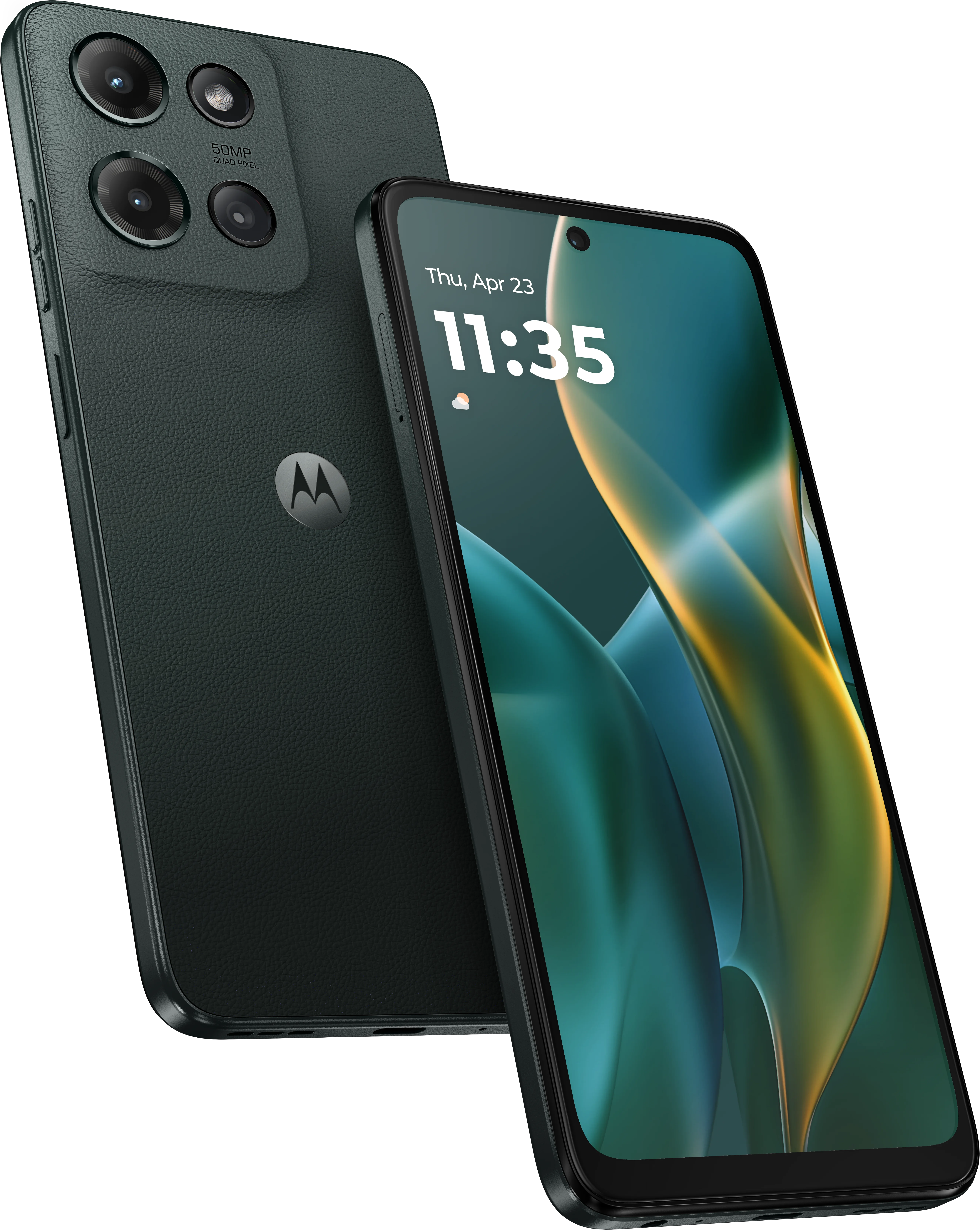 moto g in Forest Gray, Front + Back view