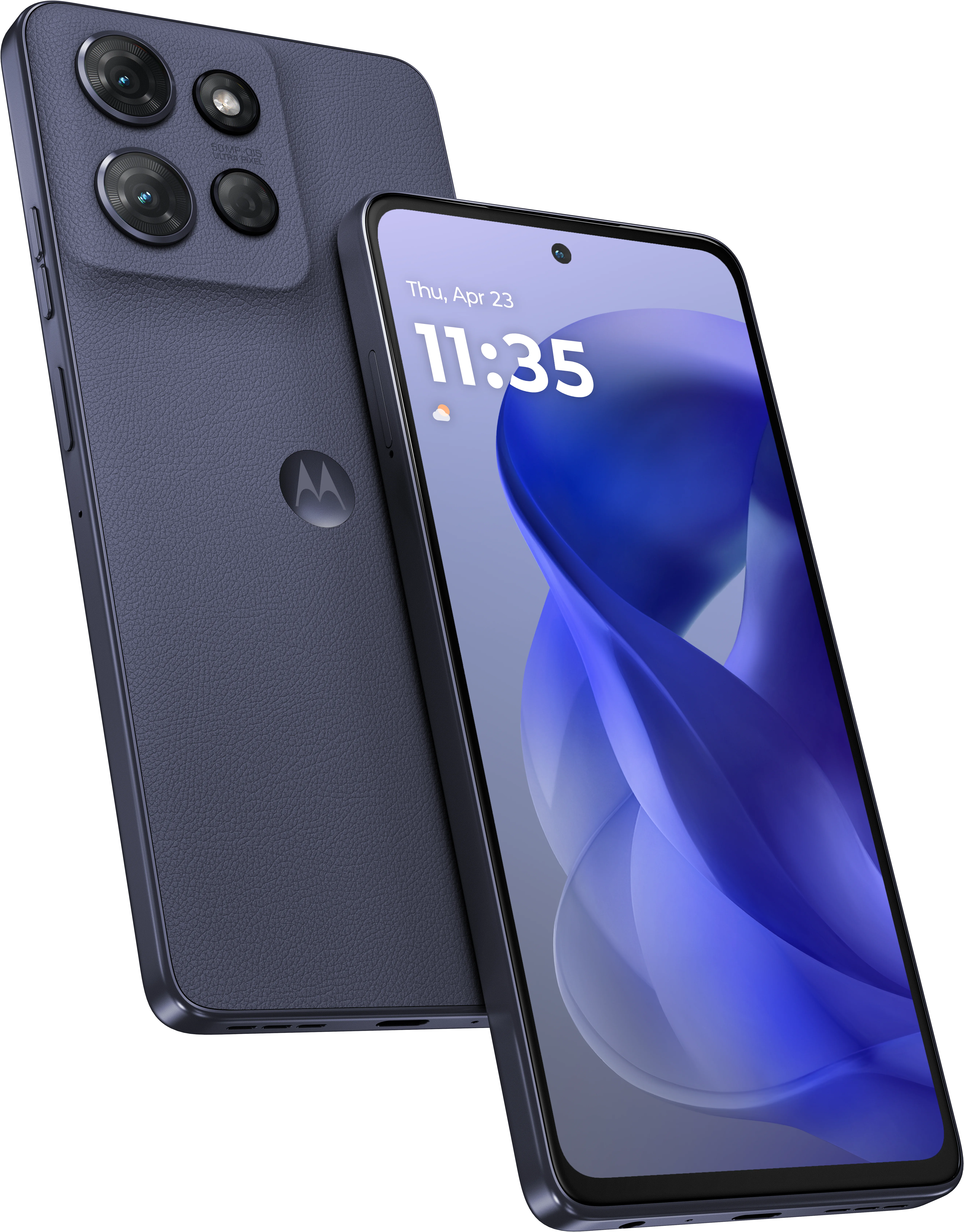 moto g power in Slate Gray, front and back view