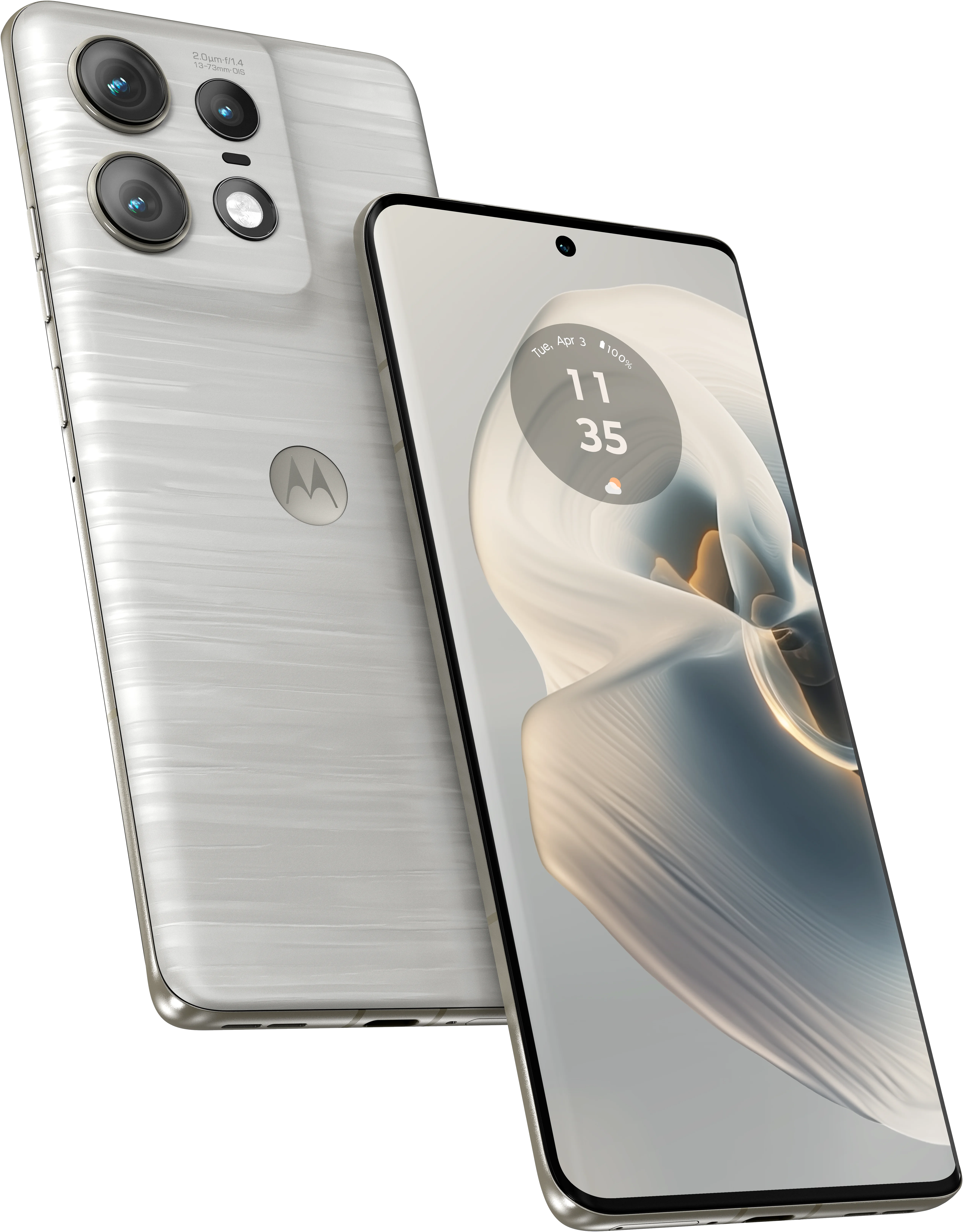 edge 50 pro in Moonlight Pearl, front and back view
