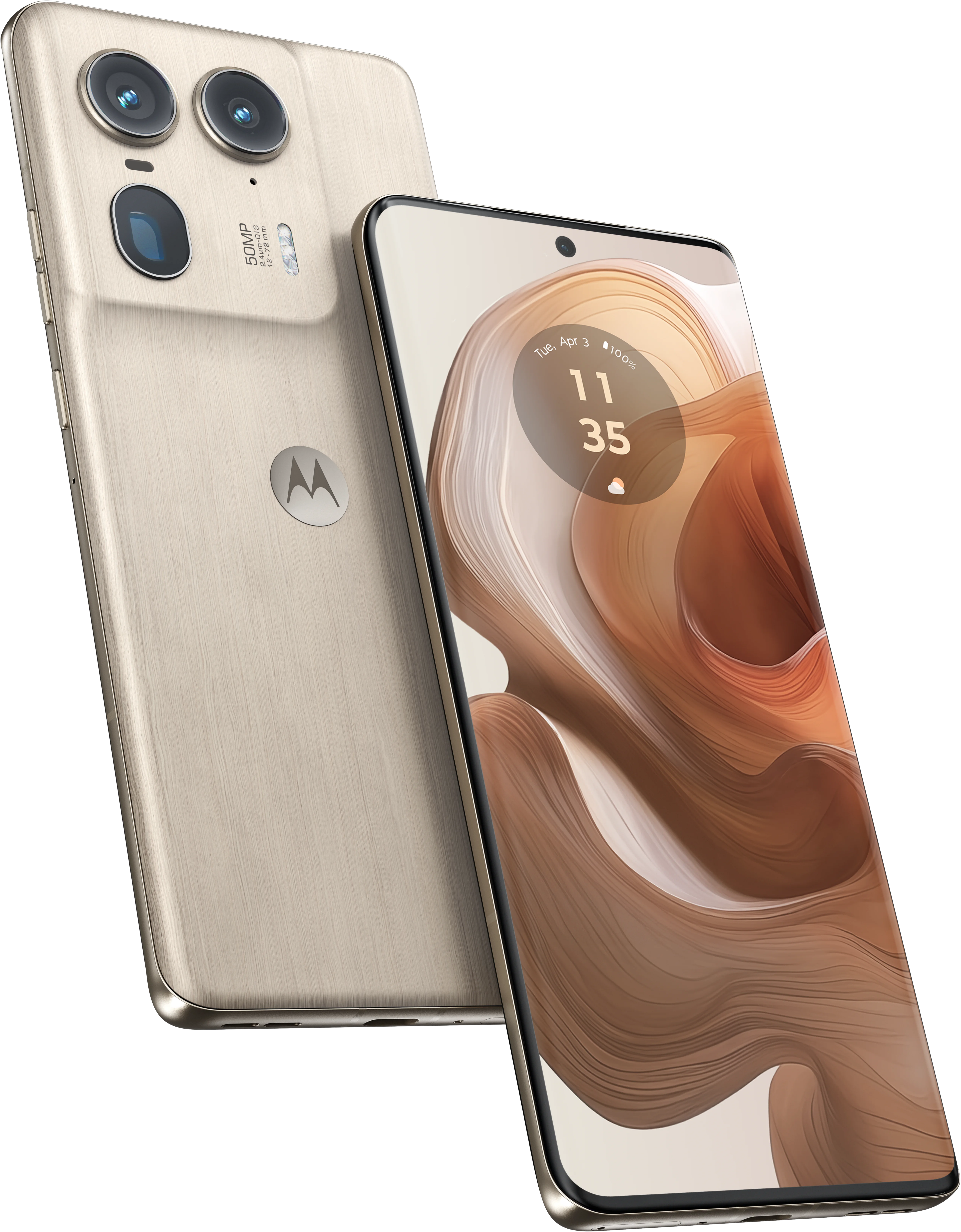 edge 50 ultra in Nordic Wood, front and back view
