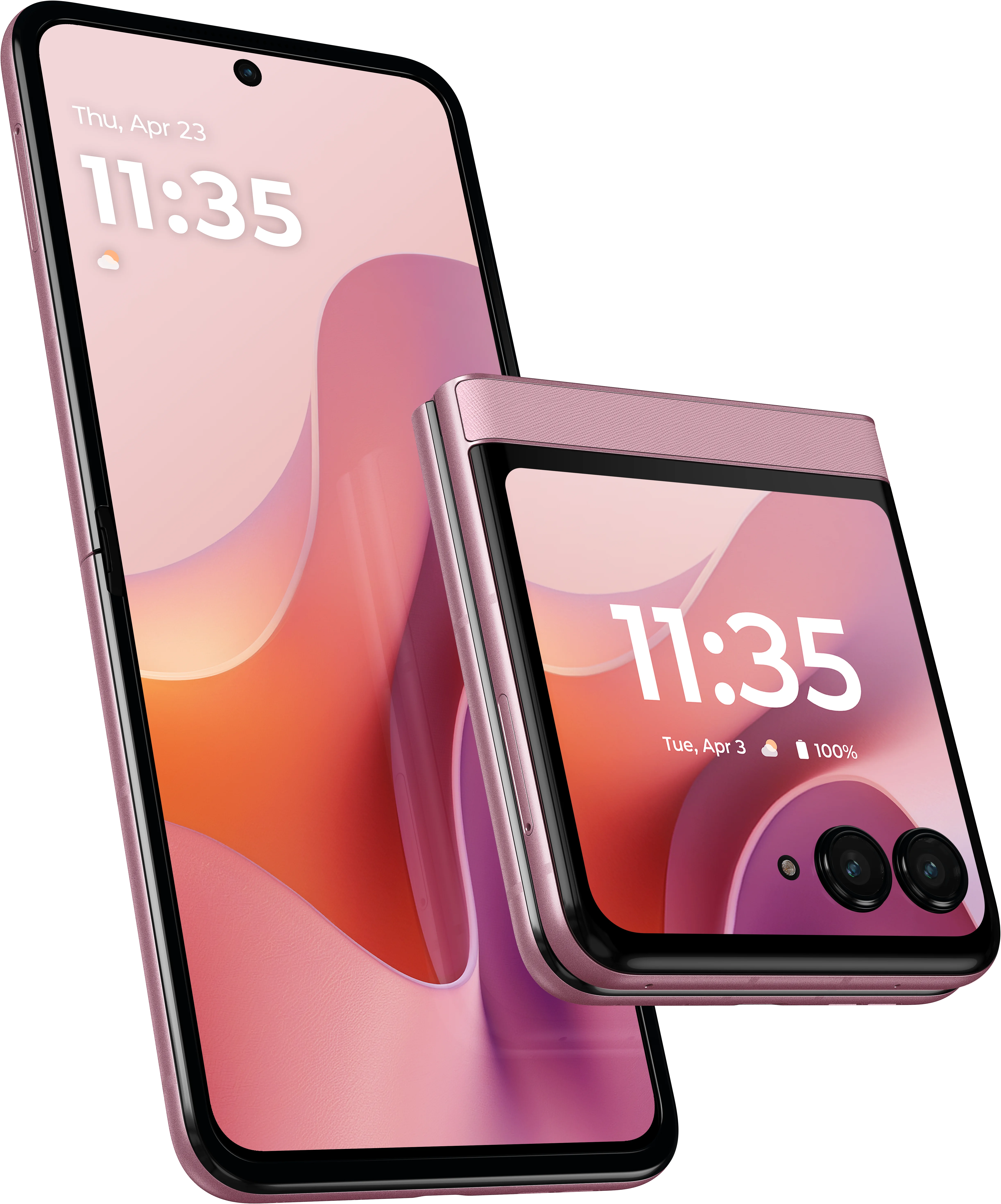 razr in Parfait Pink, front and back view