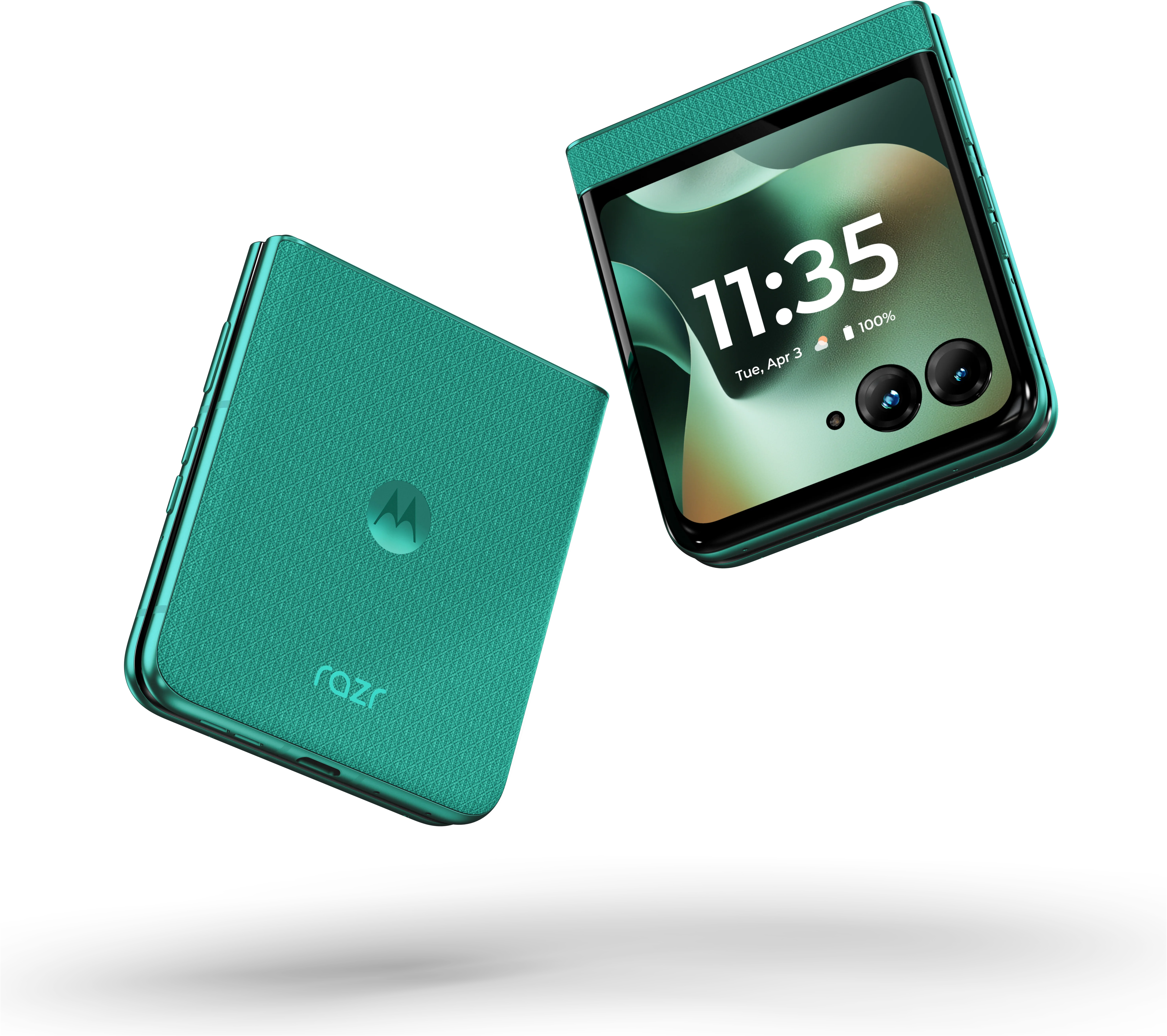 razr in Sporting Green, front and back view