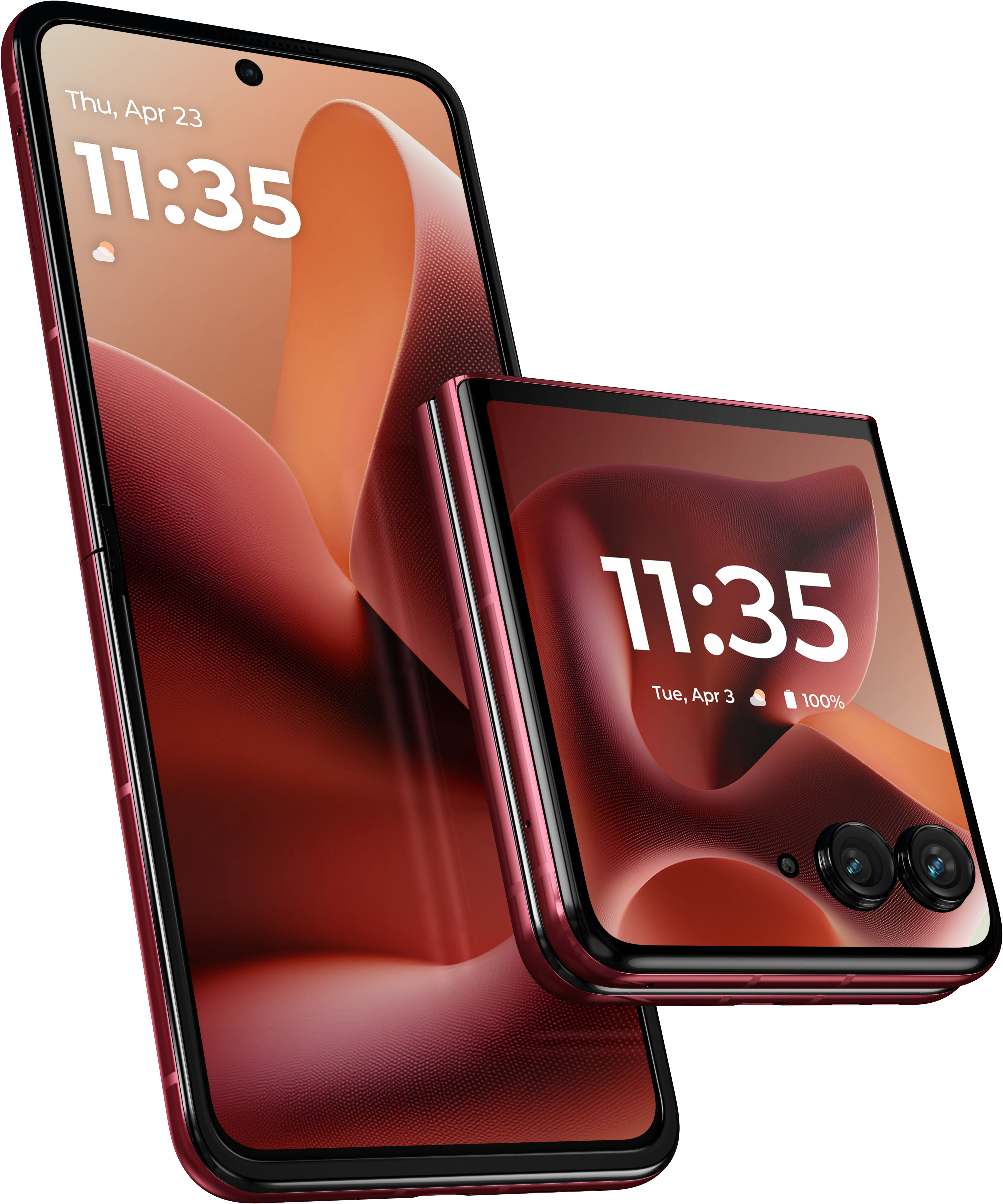 razr ultra in Rio Red, front and back view