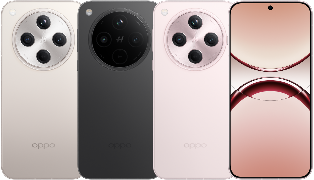 OPPO find X8 in Star Grey, front and back view