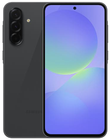 Galaxy A36 in Black, front and back view