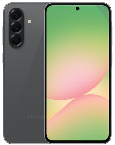 Galaxy A56 in Graphite, front and back view
