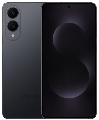 Galaxy S25 Edge in Titanium Jetblack, front and back view