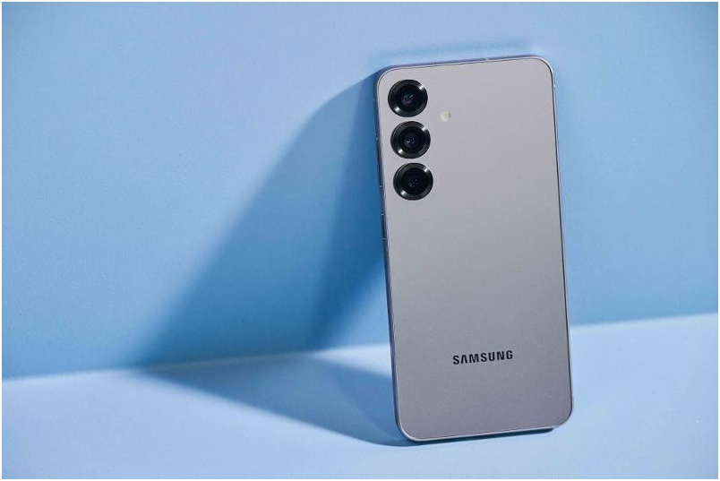 Galaxy S25+ in Titanium Silver Blue, front and back view