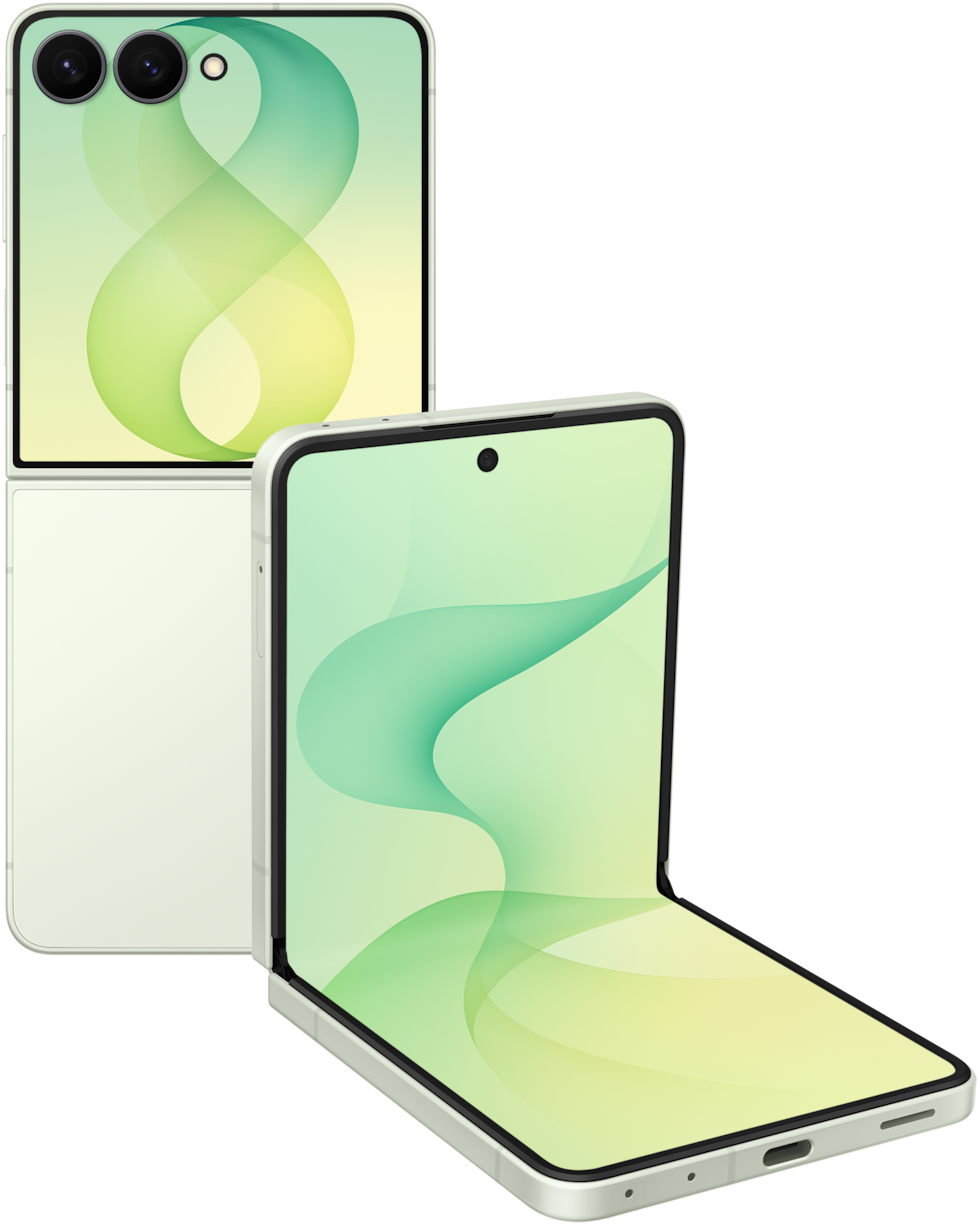 Galaxy Z Flip8 in Mint, Angle view