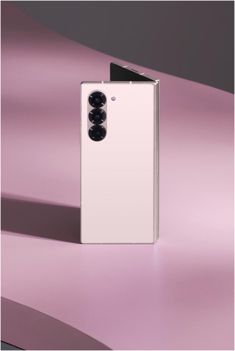 Galaxy Z Fold6 in Pink, front and back view