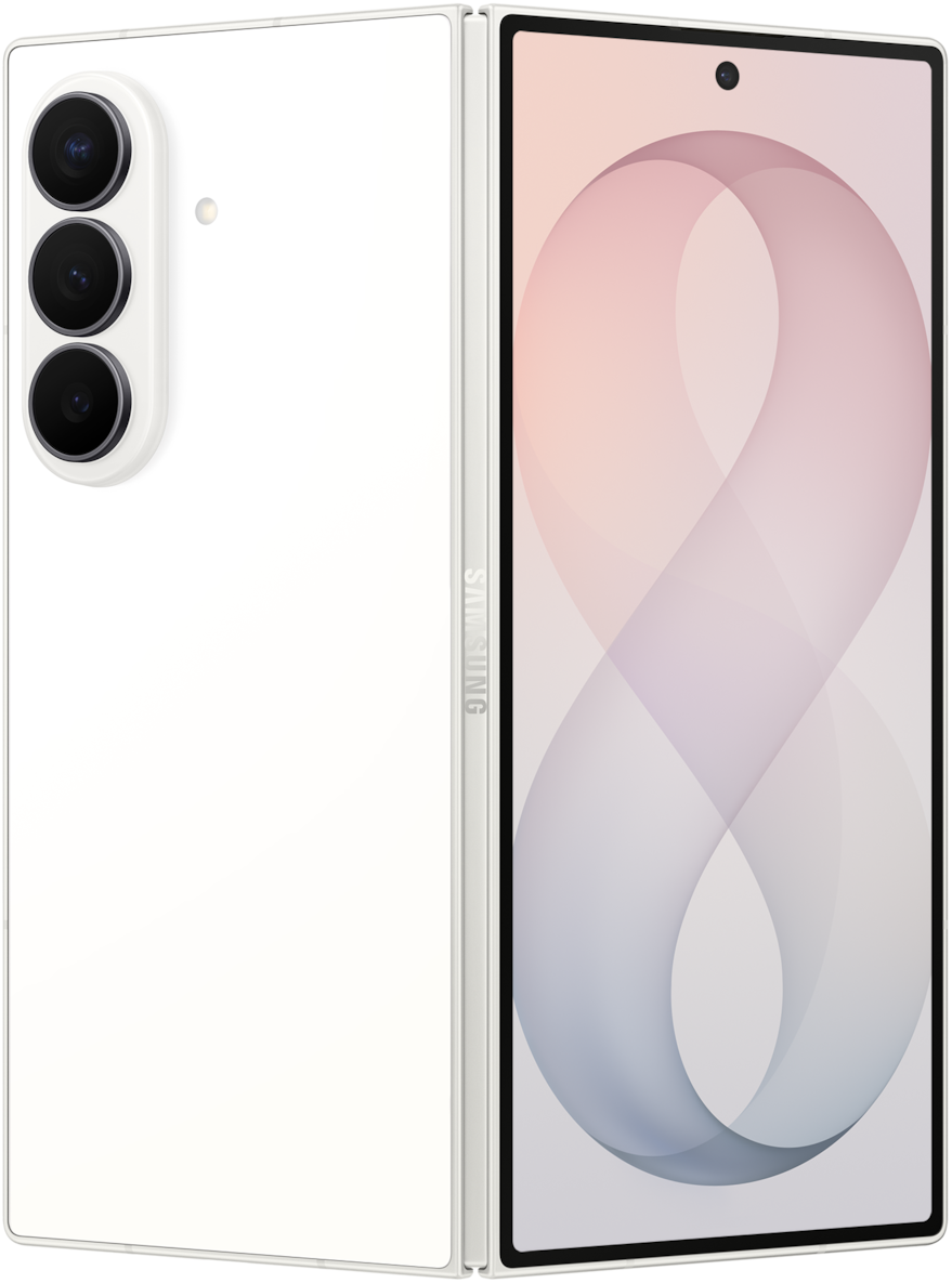 Galaxy Z Fold8 Ultra in Cream, flex cover and back view