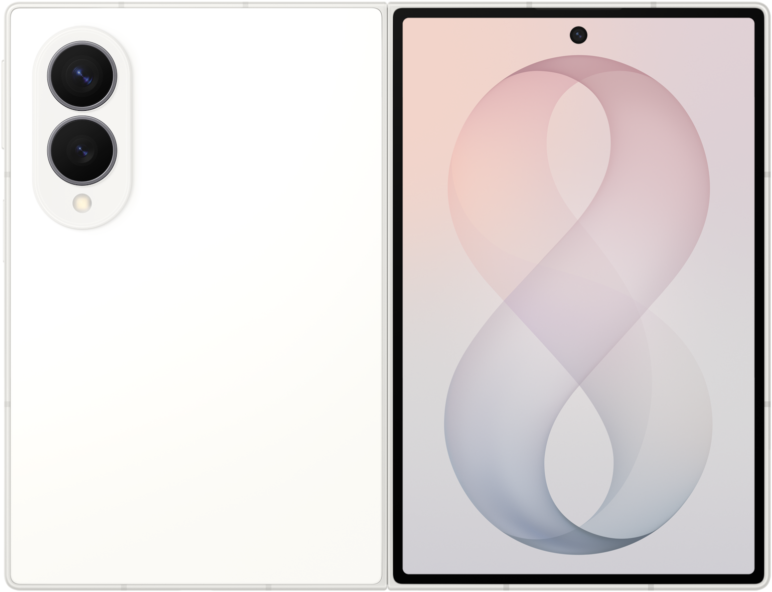 Galaxy Z Fold8 in Cream, front and back view