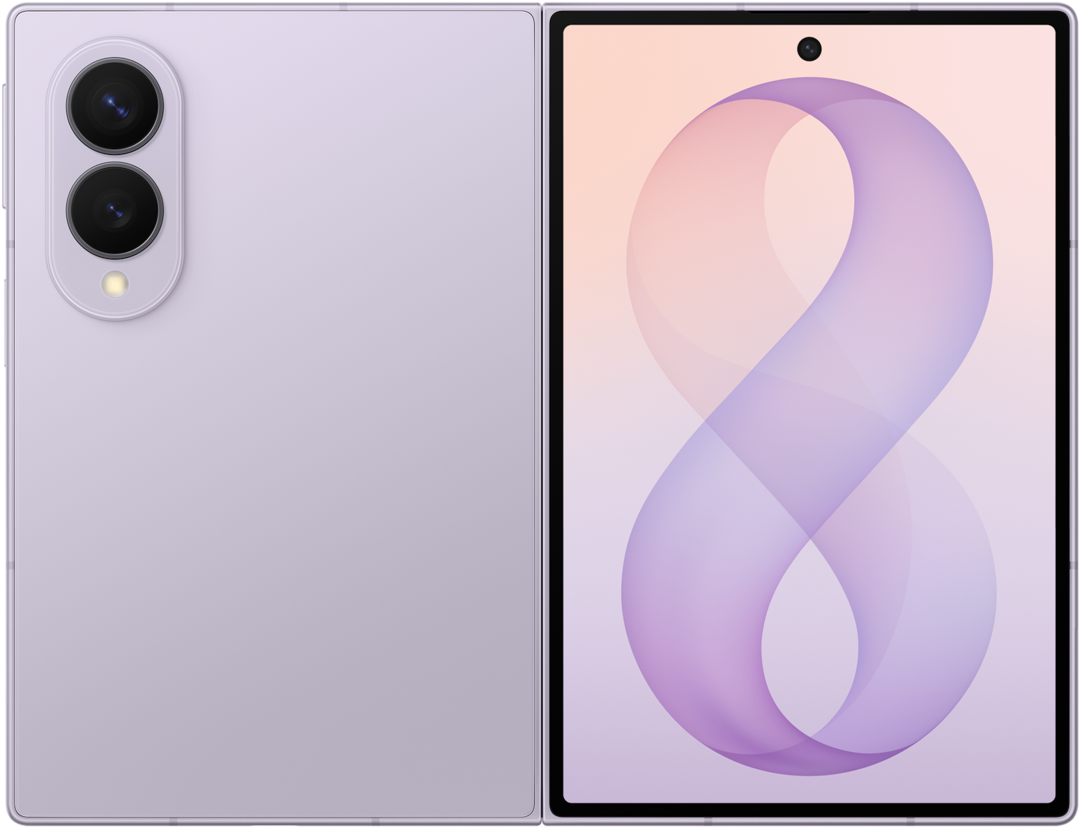 Galaxy Z Fold8 in Lavender, Front + Back view