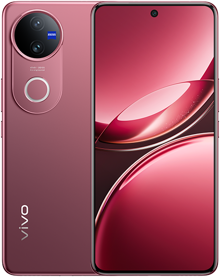 vivo V50 in Ancora Red, front and back view