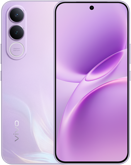 vivo V70 FE in Muse Purple, front and back view