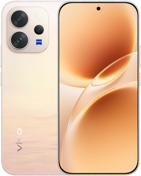 vivo V70 in Golden Hour, front and back view