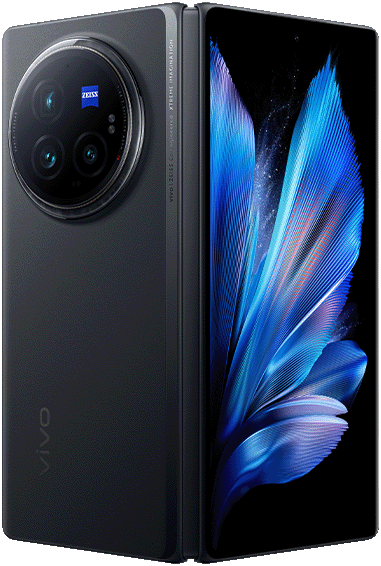 vivo X Fold3 Pro in Eclipse Black, front and back view