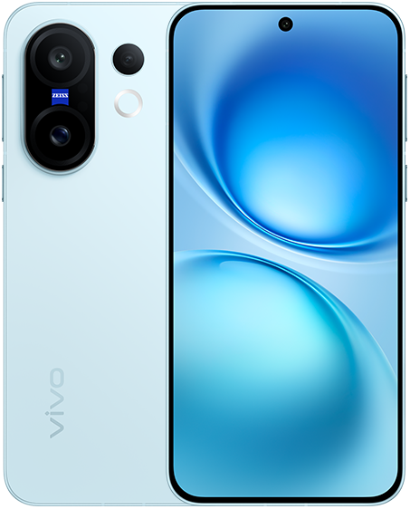 vivo X200 FE in Blue Breeze, front and back view