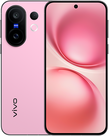 vivo X200 FE in Pink Vibe, front and back view