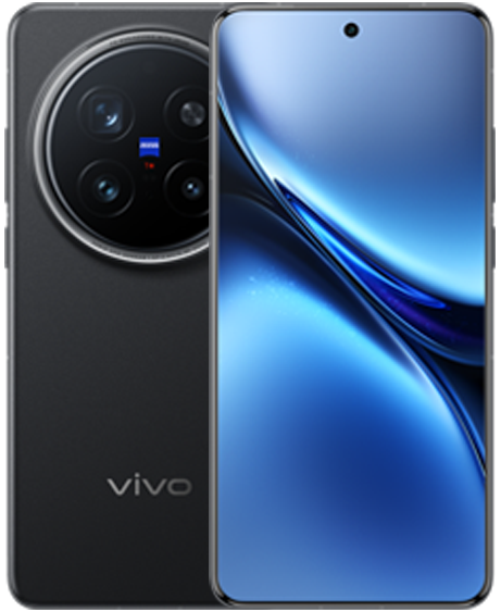 vivo X200 Pro in Black, front and back view