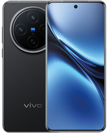 vivo X200 in Black, front and back view