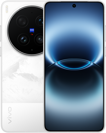 vivo X300 Ultra in White, front and back view
