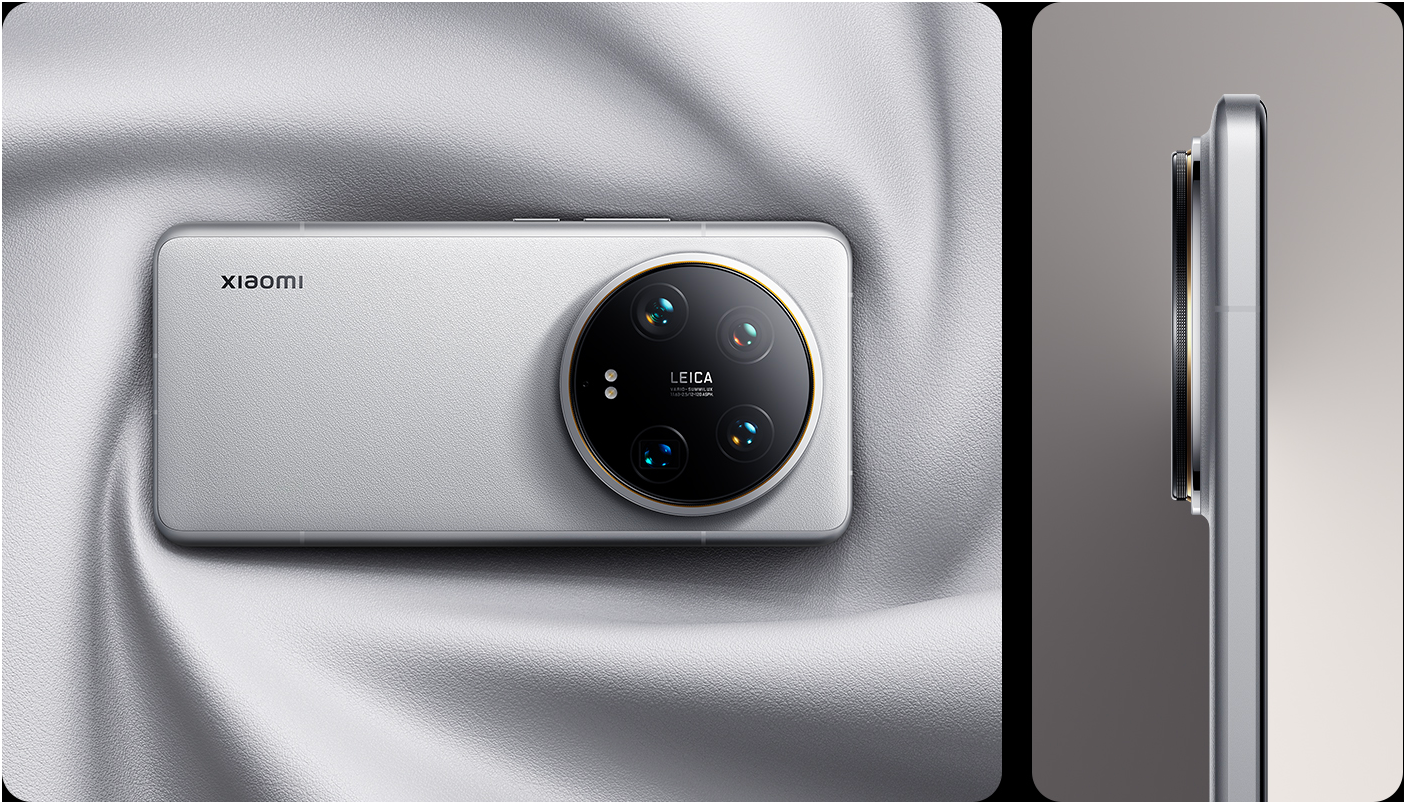 Xiaomi 14 Ultra in White, front and back view